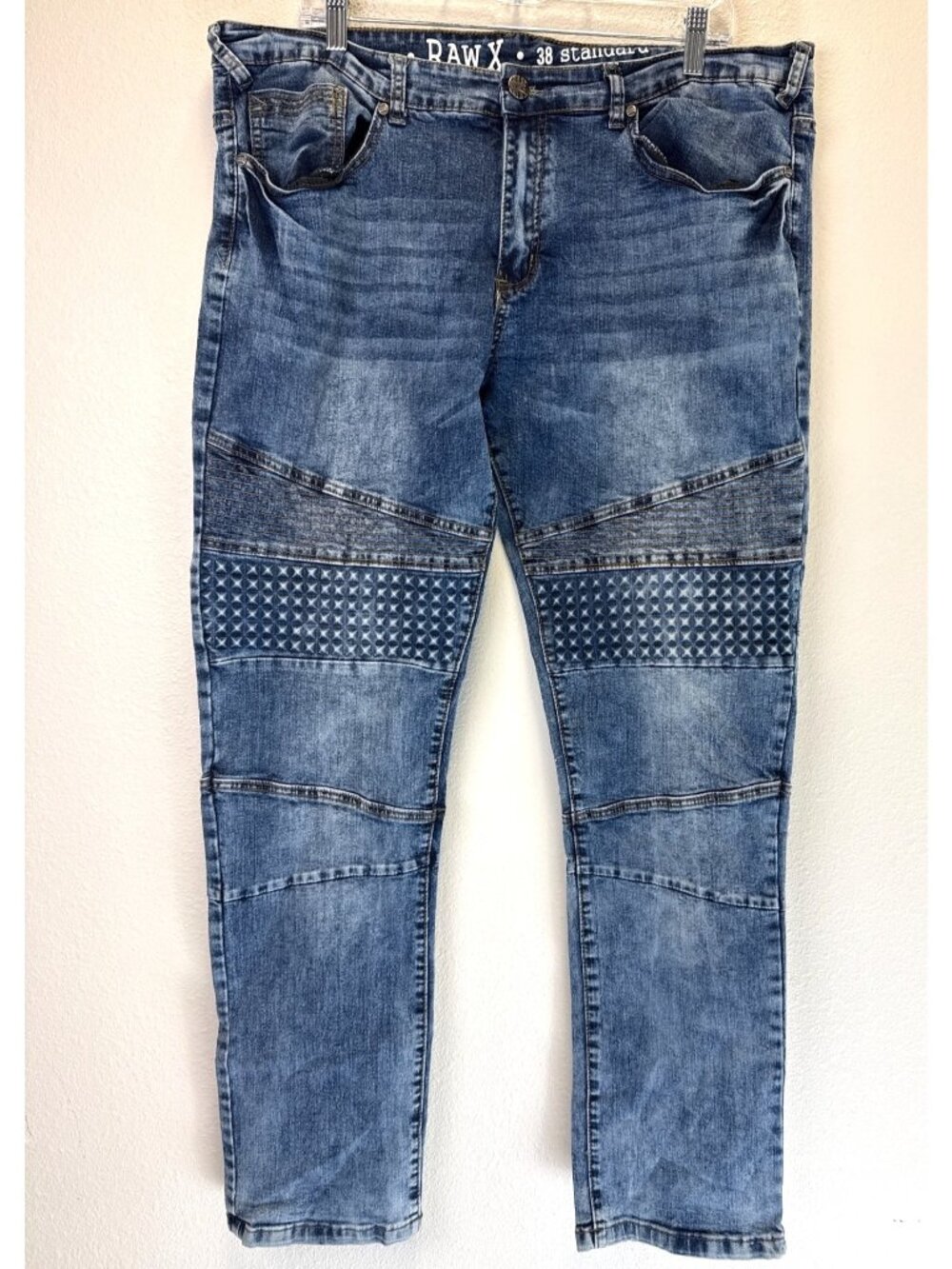 Raw X Vintage-Inspired Mens Denim Jeans Textured Details Size 38 x 31Standard Fi